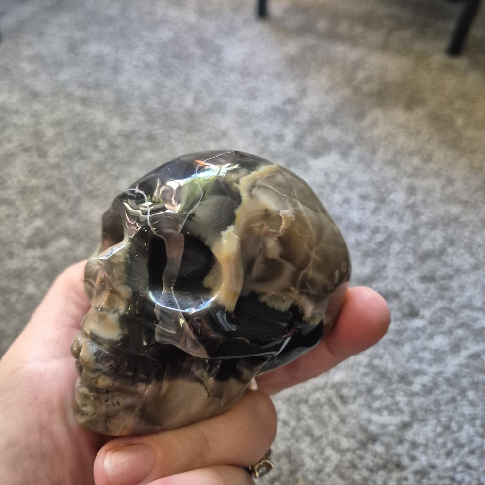 Polished Stone Skull Decor